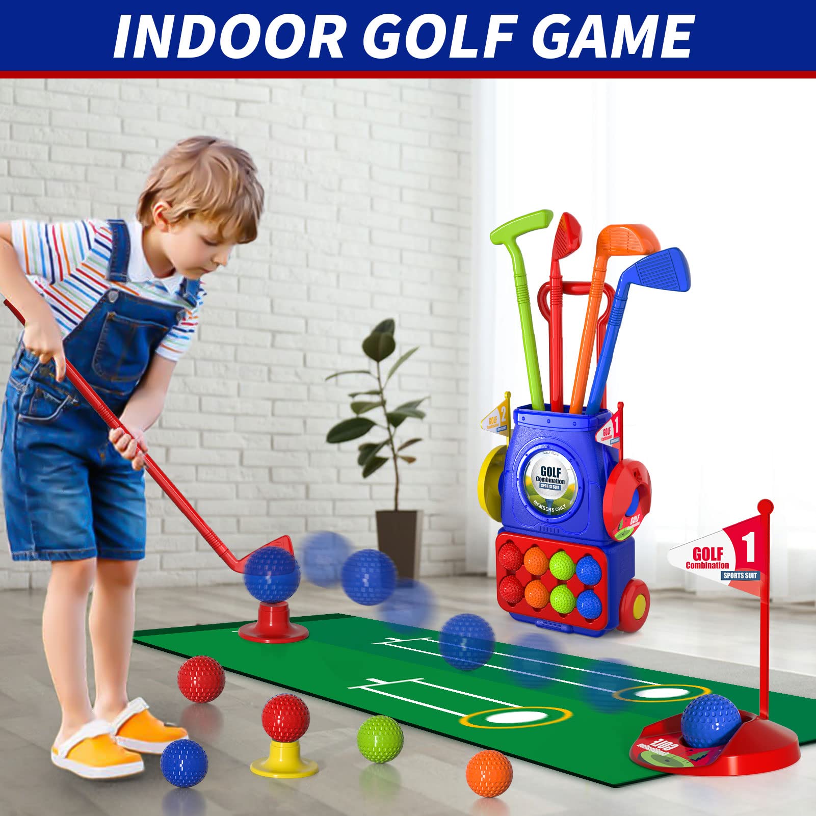 Bennol Upgraded Kids Toddler Golf Set, Indoor Outdoor Outside Golf Toys Gifts for 3 4 5 Year Old Boys, 3 4 5 Year Old Boys Toys Birthday Gifts Ideas, Outdoor Golf Set Toys Game for Kids Boys