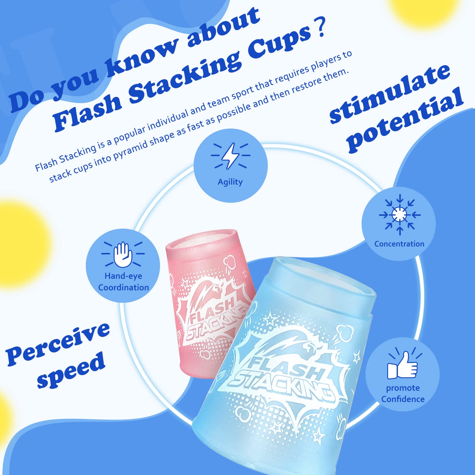 diginterest Stacking Cup Game with 12Pcs Cup Stacking Set, Bpa-Free Plastic Sport Stacking Cup Competition Challenge Speed Training Game for Boys Girls Travel Party Summer Camp Activities (Blue)