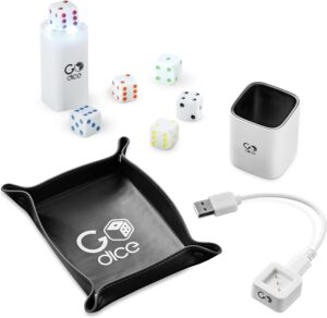 gocube ultimate godice pack - 6 smart connected dice, rolling tray, cup and extra charger