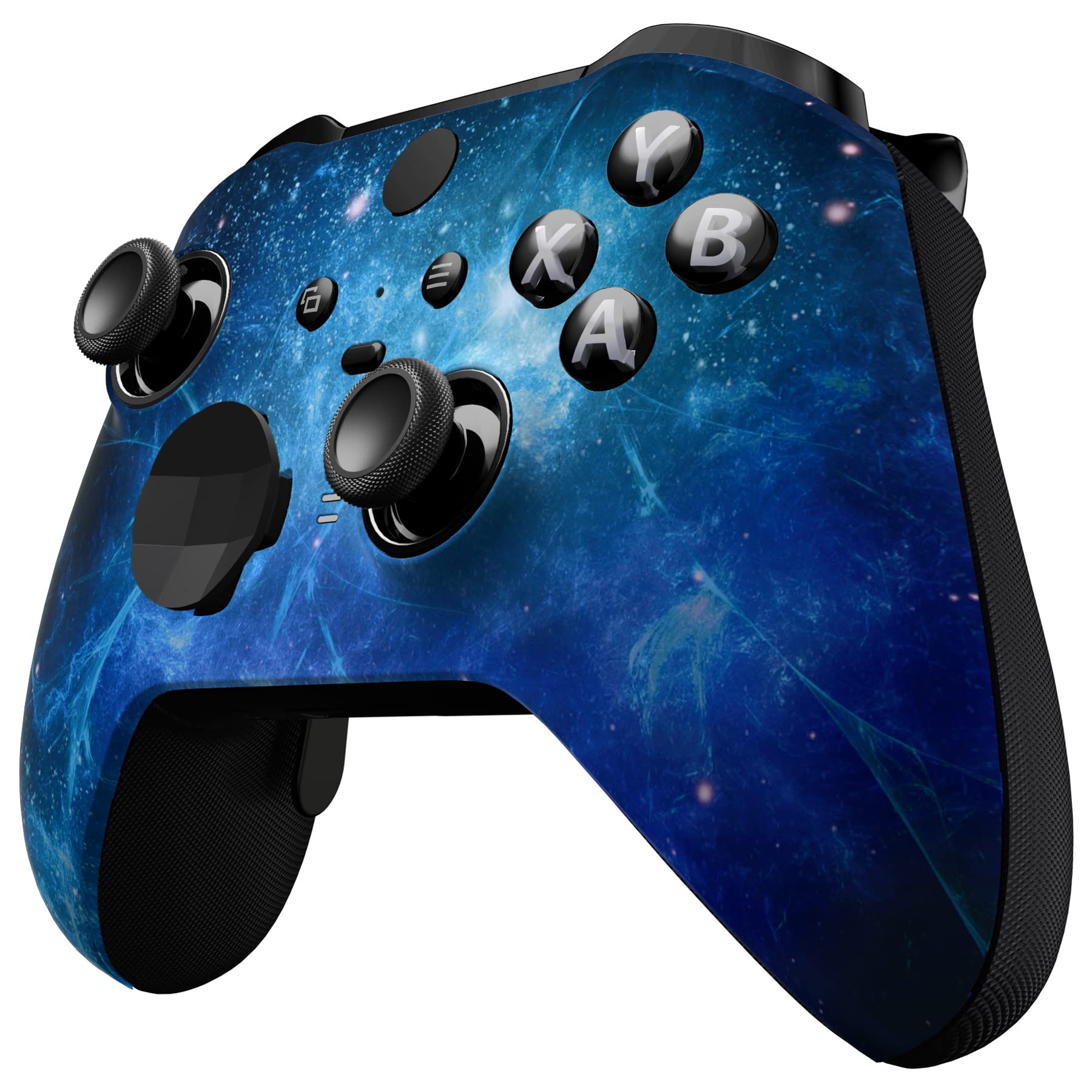 eXtremeRate Blue Nebula Replacement Faceplate Cover for Xbox One Elite Controller Series 2 (Model 1797), Soft Touch Front Housing Shell Case & Accent Rings for Xbox Elite Series 2 Core Controller