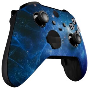 eXtremeRate Blue Nebula Replacement Faceplate Cover for Xbox One Elite Controller Series 2 (Model 1797), Soft Touch Front Housing Shell Case & Accent Rings for Xbox Elite Series 2 Core Controller