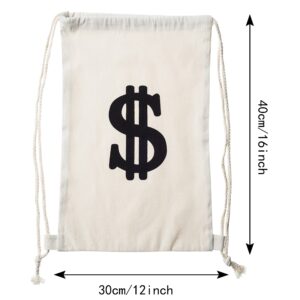 YAROMO Halloween Money Backpack Bag Robber Costume - Large Halloween Drawstring Pouch with Dollar Sign for Party Favors