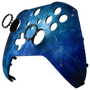 eXtremeRate Blue Nebula Replacement Faceplate Cover for Xbox One Elite Controller Series 2 (Model 1797), Soft Touch Front Housing Shell Case & Accent Rings for Xbox Elite Series 2 Core Controller