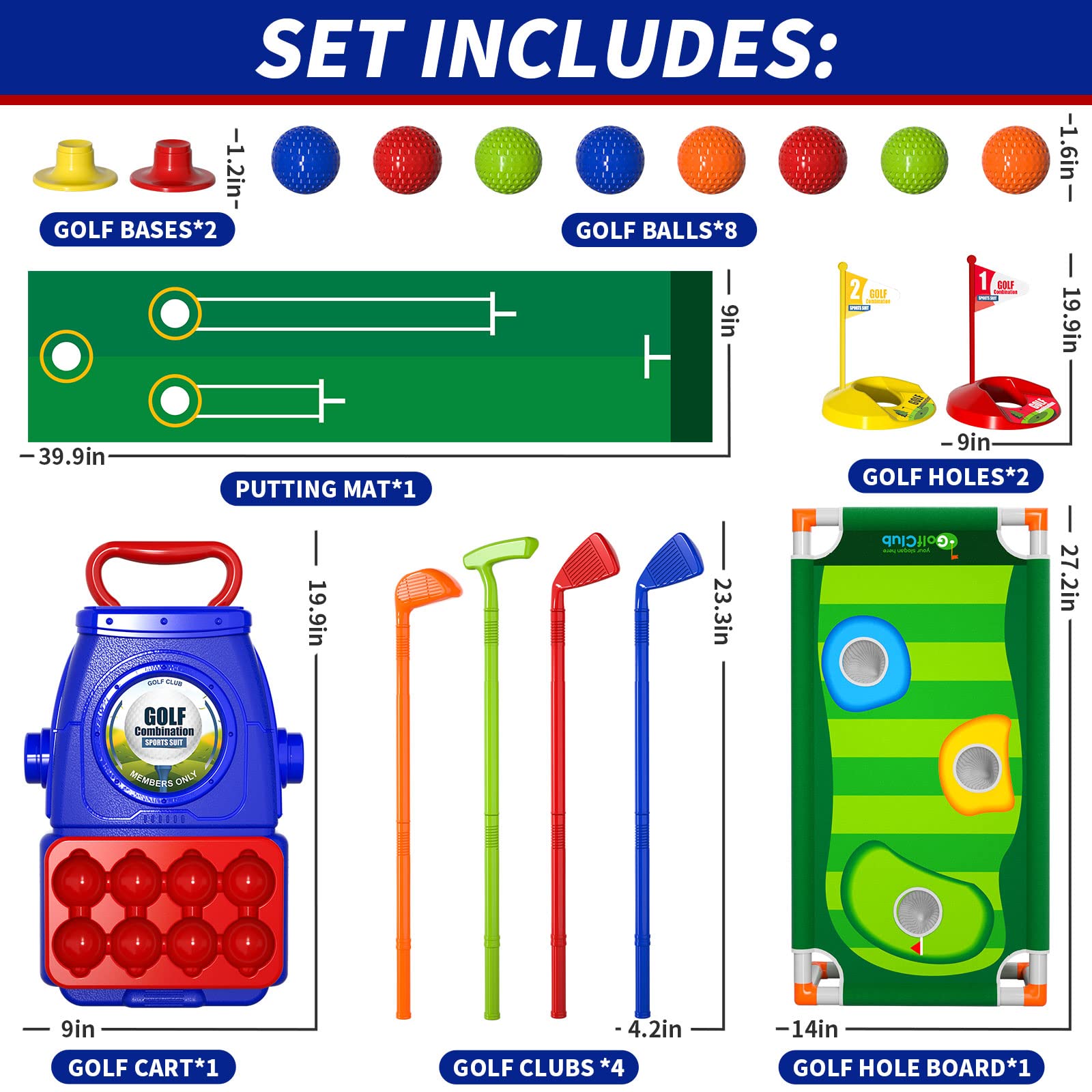 Bennol Upgraded Kids Toddler Golf Set, Indoor Outdoor Outside Golf Toys Gifts for 3 4 5 Year Old Boys, 3 4 5 Year Old Boys Toys Birthday Gifts Ideas, Outdoor Golf Set Toys Game for Kids Boys