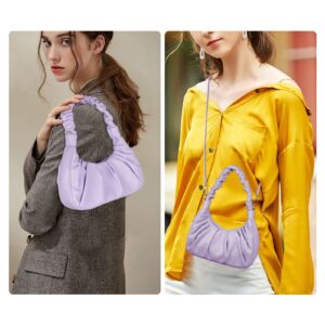 Classic Shoulder Bags for Women Cute Hobo Tote Mini Leather Handbag Clutch Purse Lightweight (Purple)