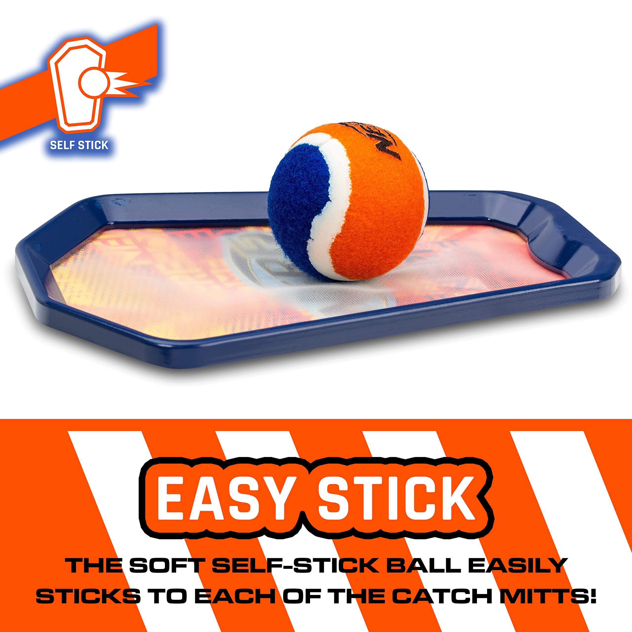 Nerf Toss and Catch Game with Paddles + Ball - Tennis Ball Catch Game with (2) Self- Stick Paddles - Perfect Kids Beach Toy + Backyard Game Set - Includes 2 Sticky Mitts + Tennis Ball