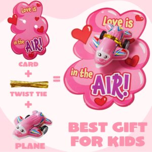 JOYIN 28 Pack Valentines Day Gift Card with Pull Back Airplanes, Mini Plane Toy Kits with Greeting Cards for Birthday Valentine Party Favor, Classroom Treat Gift Exchange, School Game Prize