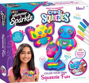 shimmer ‘n sparkle cra-z-squeezies color your own squeezie fun – 3 count butterfly, unicorn and owl arts and crafts activity for ages 6 and up