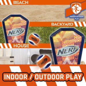 Nerf Toss and Catch Game with Paddles + Ball - Tennis Ball Catch Game with (2) Self- Stick Paddles - Perfect Kids Beach Toy + Backyard Game Set - Includes 2 Sticky Mitts + Tennis Ball