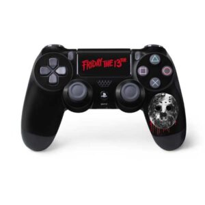 skinit decal gaming skin compatible with ps4 controller - officially licensed warner bros friday the 13th jason voorhees dripping mask design