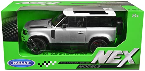 2020 Defender Silver Metallic with White Top NEX Models 1/26 Diecast Model Car by Welly 24110W-SIL