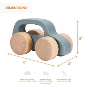 Childlike Behavior Wooden Car for Toddler - Wood Push Truck Vehicle - Montessori Inspired Wooden Rattle Teething toys - Baby Wood Cars for Kids, Boys, & Girls