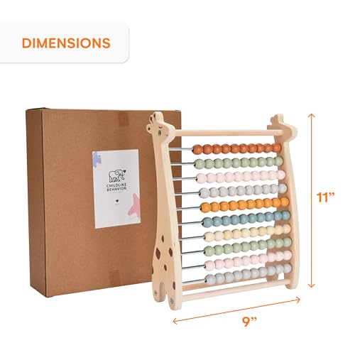 Abacus for Kids - Math Counting Toy Made of Wooden Beads and Rack - Children's Wood Number Counters for Teaching Addition, Subtraction and More - Counting Tool for Toddlers and 1st Grade Kids