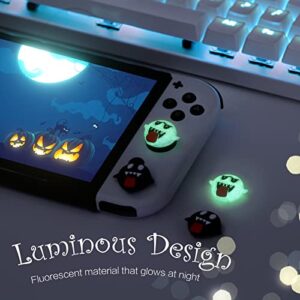 Switch Thumb Grips Ghost, Cute Luminous Ghost Thumb Grips for Nintendo Switch, Soft Silicone Joystick Cover Compatible with Nintendo Switch/Switch OLED/Switch lite - (Two Sets)