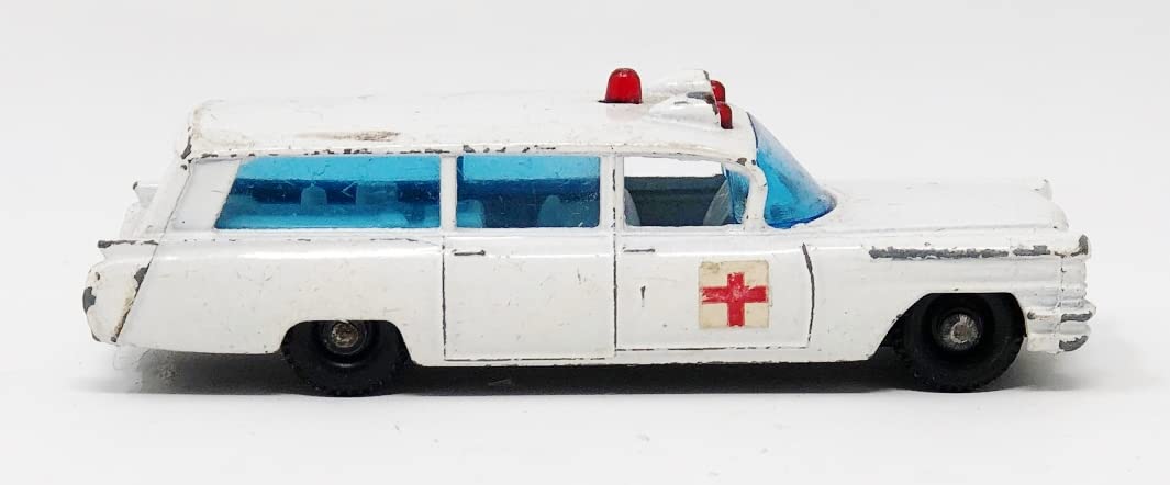 1965 Lesney White #54 Die--cast S&S Rescue Ambulance Red Domes - 69mm