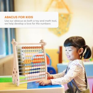 Abacus for Kids - Math Counting Toy Made of Wooden Beads and Rack - Children's Wood Number Counters for Teaching Addition, Subtraction and More - Counting Tool for Toddlers and 1st Grade Kids