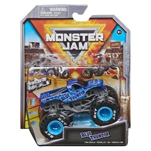 monster jam 2022 spin master 1:64 diecast truck with bonus accessory: legacy trucks blue thunder