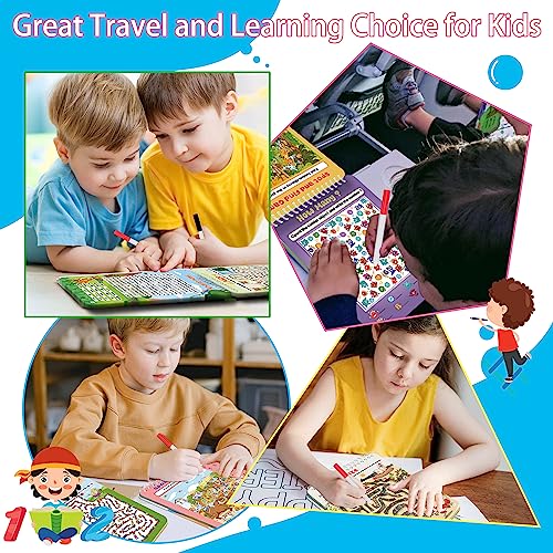 Elfew 2 Pack Reusable Activity Game for Kids Ages 4-8, 8-12,Travel Games Include 56 Different Game,1-2 Players,Toy & Learning Tool for Road Trip Airplane Activity