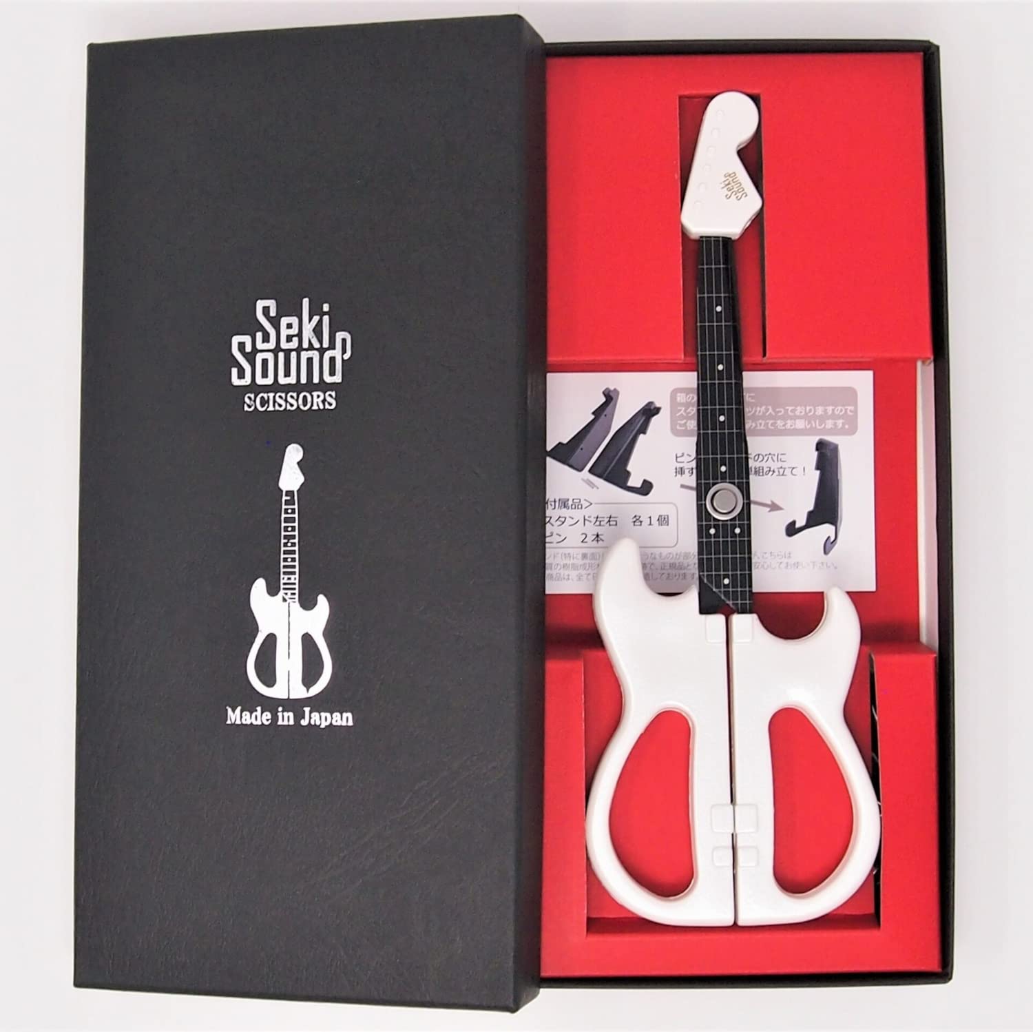 Nikken Cutlery Guitar Scissor SekiSound Pearl White with a stand (Gift Box Included) Hobby Tool SS-35PW