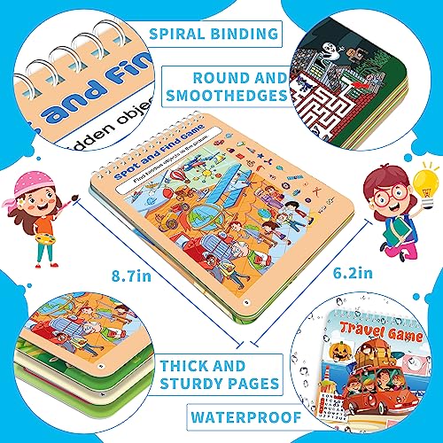 Elfew 2 Pack Reusable Activity Game for Kids Ages 4-8, 8-12,Travel Games Include 56 Different Game,1-2 Players,Toy & Learning Tool for Road Trip Airplane Activity