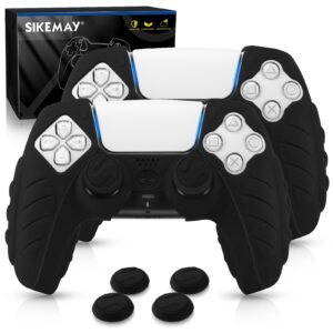 sikemay ps5 controller cover, 2pcs anti-slip ps5 controller skin with 4 grips, soft silicone protective case for ps5 controller, ps5 controller skin for wireless controller (black)