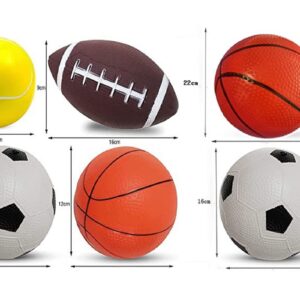 CZLCD 6Pces Soft Sports Balls Set for Kids Various Size of Soccer Ball, Basketball, Football,Tennis Ball,Volleyball with Large Free Bag and Hand Pump