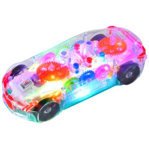 ABK Transparent Toy Car - with Visible Colored Moving Gear System, Light and Sound Transparent Electric Car Toy Light Music LED Light Effects (Sport Car)