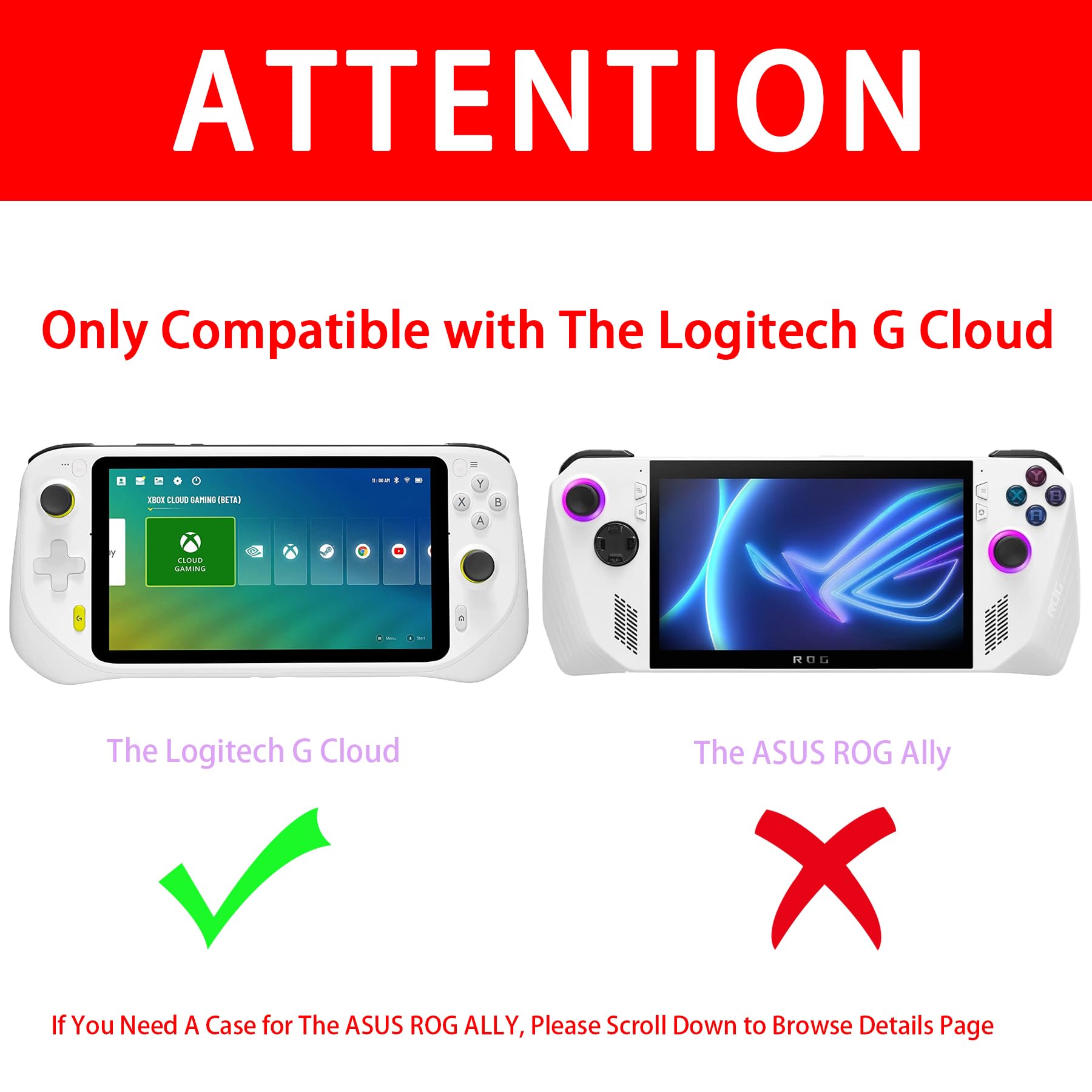 Aenllosi Hard Carrying Case Replacement for Logitech G Cloud Gaming Handheld,White (Only Case)