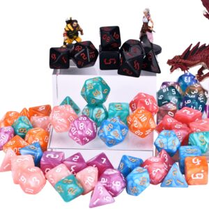 Amiven RPG Dice Sets 30 X 7-Die DND Polyhedral Dice (210pcs) with a Large Drawstring Bag for Dungeons and Dragons Tabletop Role Playing Games