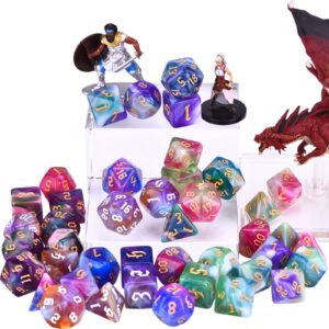 Amiven RPG Dice Sets 30 X 7-Die DND Polyhedral Dice (210pcs) with a Large Drawstring Bag for Dungeons and Dragons Tabletop Role Playing Games