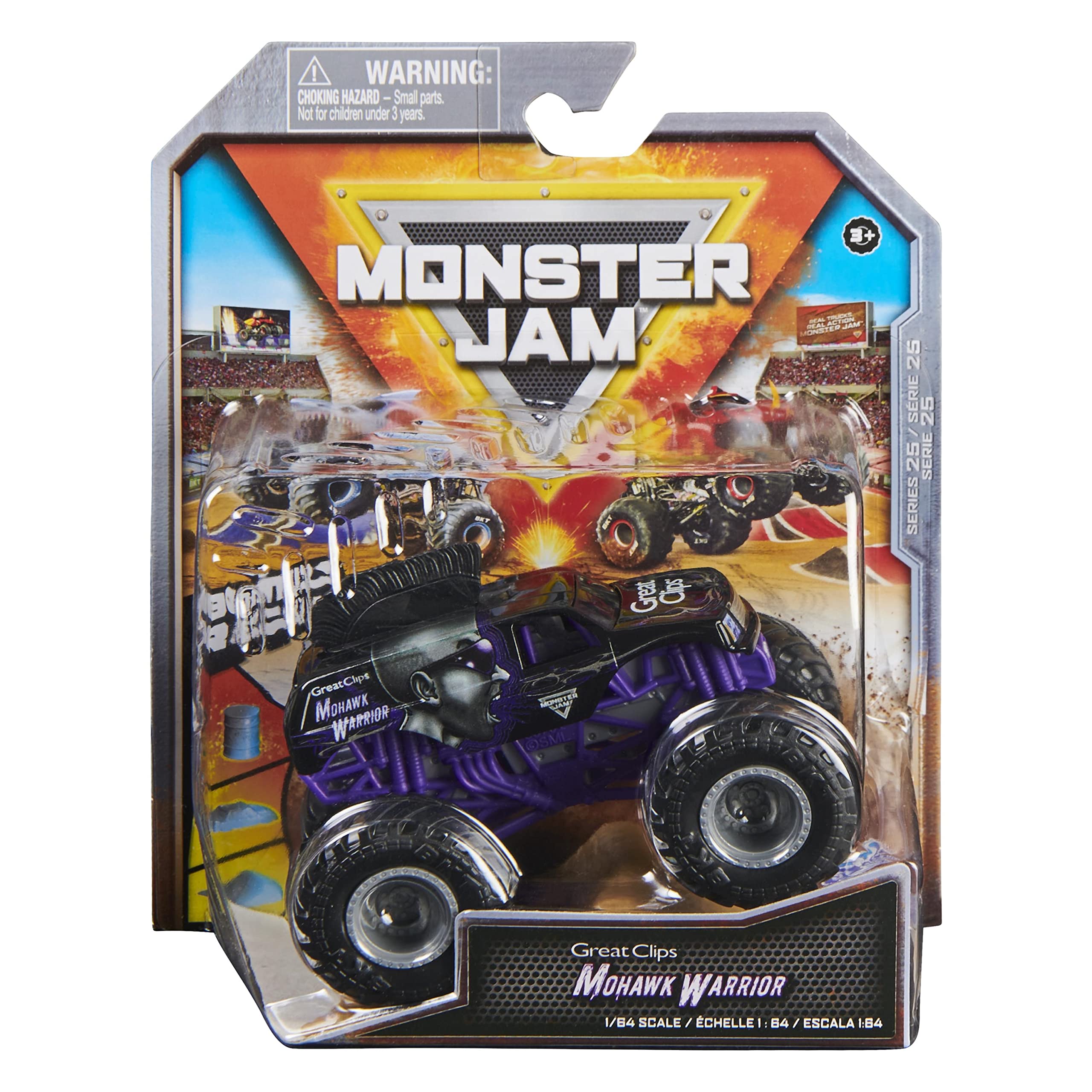 Monster Jam 2022 Spin Master 1:64 Diecast Truck with Bonus Accessory: Arena Favorites Mohawk Warrior