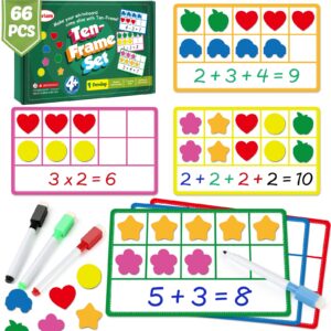 torlam magnetic ten frame set, math games for kids math manipulatives elementary kindergarten preschool classroom must haves, math counters toddler learning toys game for homeschool special education