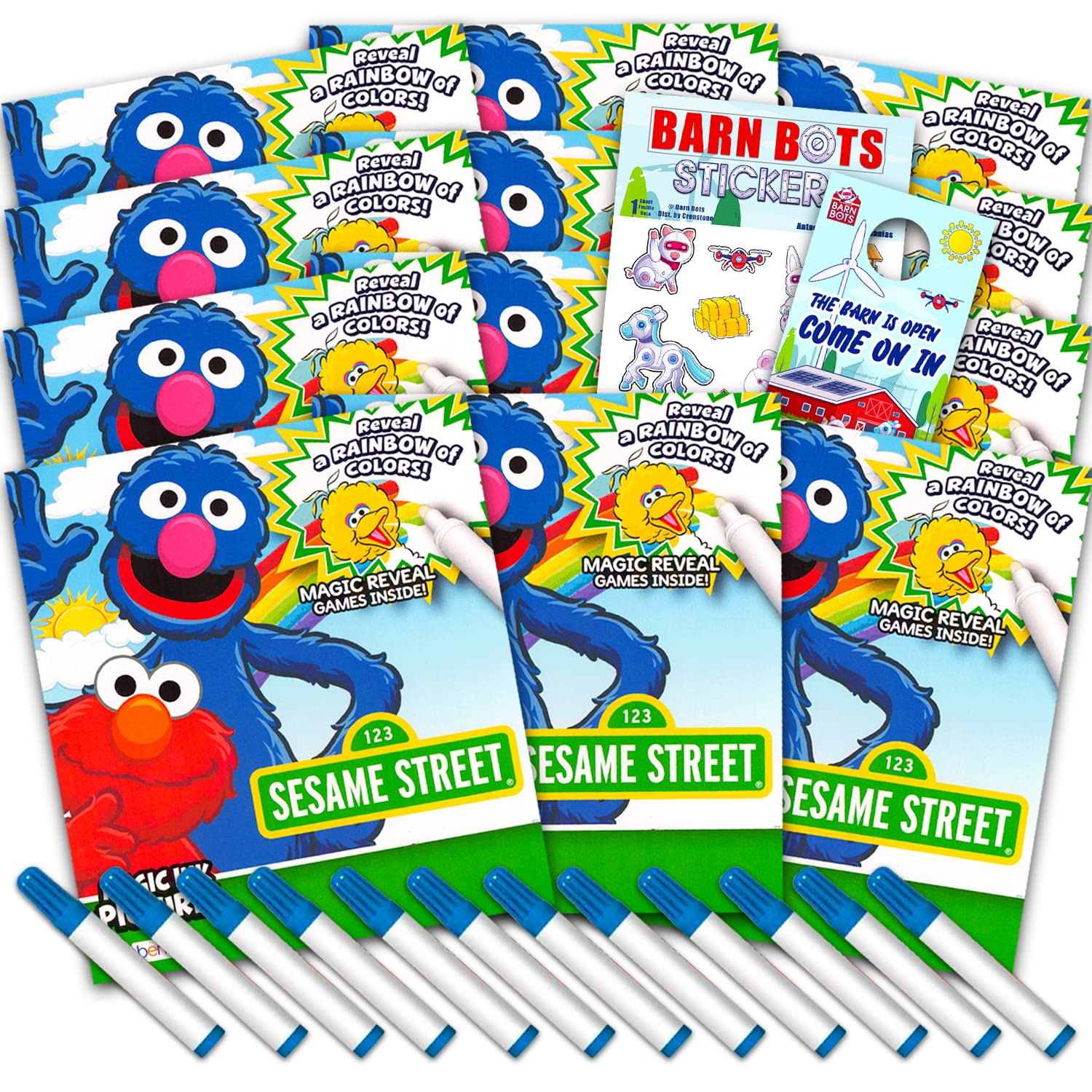 Sesame Street Imagine Ink Coloring Book Set for Girls Boys - 12 Pack No Mess Coloring Books with Stickers, More (Elmo Sesame Street Party Supplies)