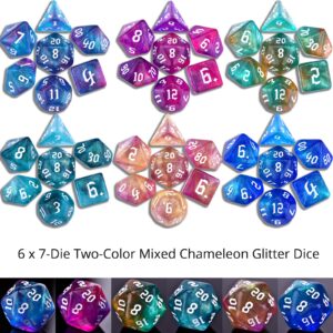 Amiven RPG Dice Sets 30 X 7-Die DND Polyhedral Dice (210pcs) with a Large Drawstring Bag for Dungeons and Dragons Tabletop Role Playing Games