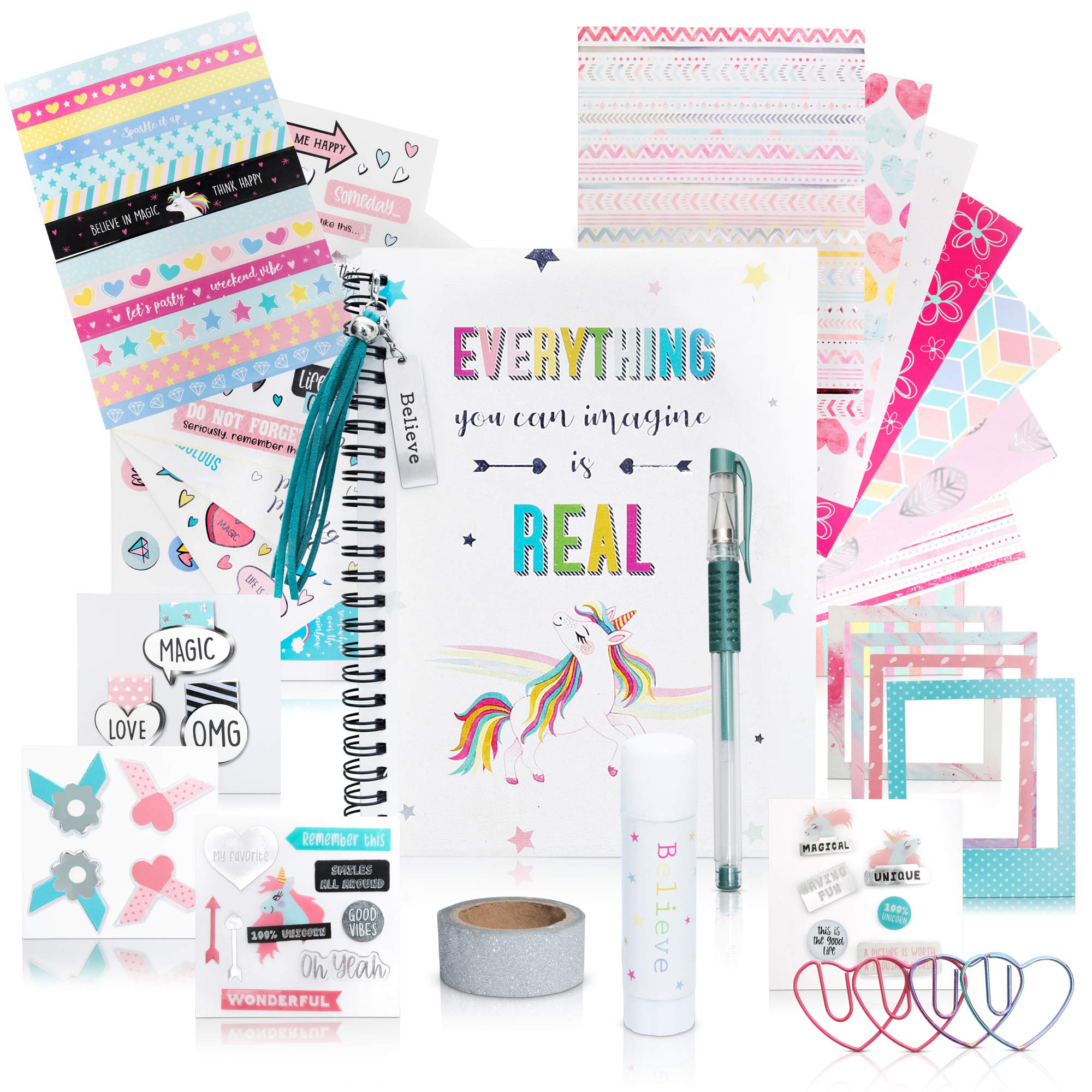 Amitié Lane Unicorn Craft Stationery Set - Scented Markers Set And DIY Journal Scrapbook Kit - Easy DIY Kids Arts and Crafts Kits - Girls Toys and Birthday Gifts for Kids Age 4-12