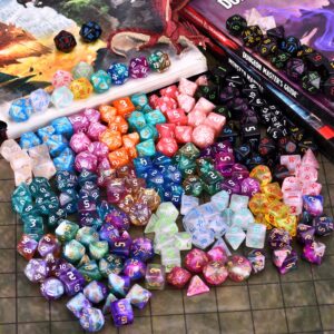 Amiven RPG Dice Sets 30 X 7-Die DND Polyhedral Dice (210pcs) with a Large Drawstring Bag for Dungeons and Dragons Tabletop Role Playing Games