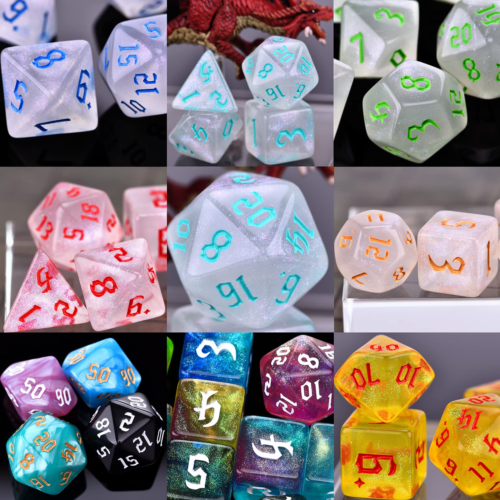 Amiven RPG Dice Sets 30 X 7-Die DND Polyhedral Dice (210pcs) with a Large Drawstring Bag for Dungeons and Dragons Tabletop Role Playing Games