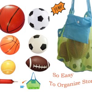 CZLCD 6Pces Soft Sports Balls Set for Kids Various Size of Soccer Ball, Basketball, Football,Tennis Ball,Volleyball with Large Free Bag and Hand Pump