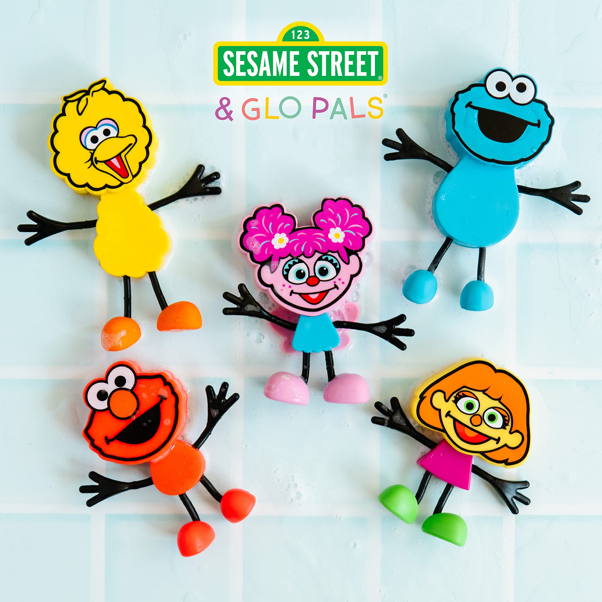 Glo Pals x Sesame Street Abby Cadabby Water-Activated Bath Toy with 6 Reusable Light-Up Cubes for Sensory Play