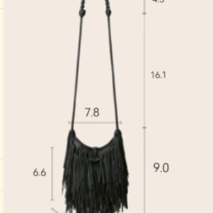 Women Fringe Tassel Crossbody Bag Hippie Boho Leather Shoulder Bag Vintage Western Cowgirl Purse Country Concert Outfits (Black,One Size)