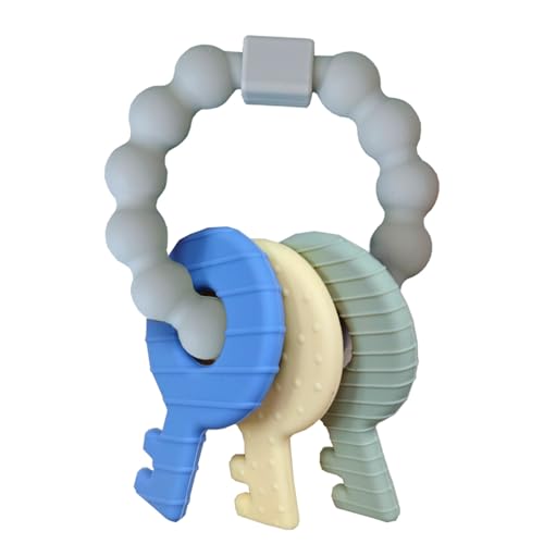 Baby Teether Keys,Teething Keys Toys for 3 to 18 Months Infants Toddler Sensory Chew Toys BPA-Free Toy for Baby Teething Relief(Grey)