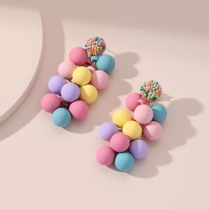 WASAIE Acrylic ball Beads Zinc Dangle Earrings for Women,Colorful Statement Earring Cute Candy Colored Drop Dangle Geometric Jewelry Earrings For Gift Party