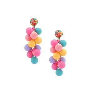 wasaie acrylic ball beads zinc dangle earrings for women,colorful statement earring cute candy colored drop dangle geometric jewelry earrings for gift party