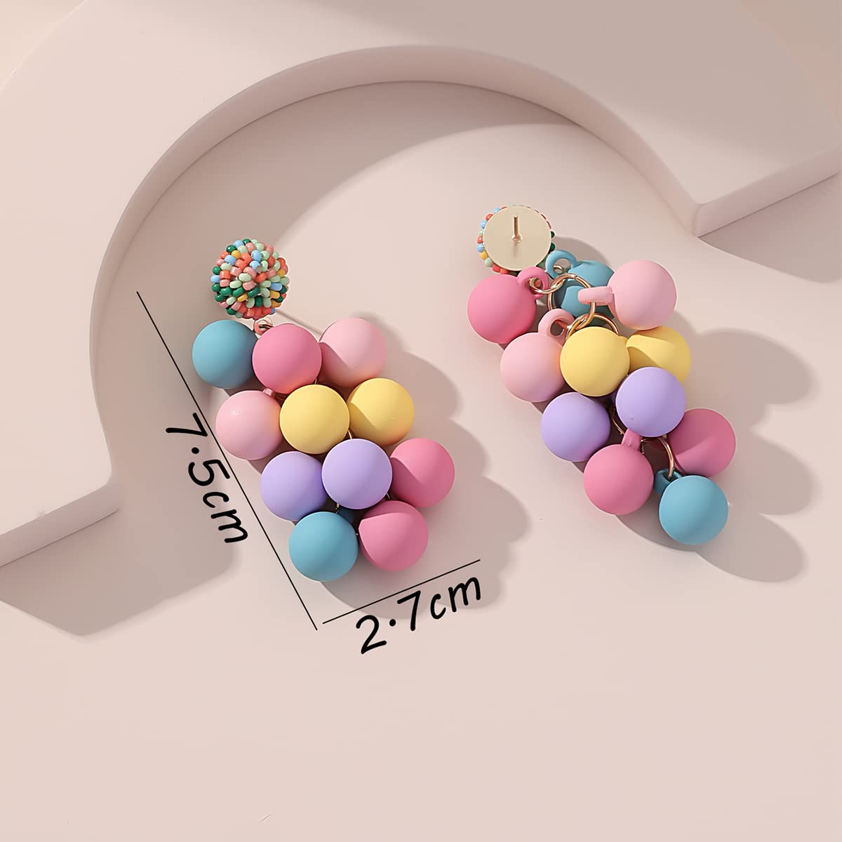 WASAIE Acrylic ball Beads Zinc Dangle Earrings for Women,Colorful Statement Earring Cute Candy Colored Drop Dangle Geometric Jewelry Earrings For Gift Party