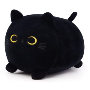 lsydcarm kawaii black cat plush pillow toy, cute stuffed animal for kids birthday, christmas, home decoration