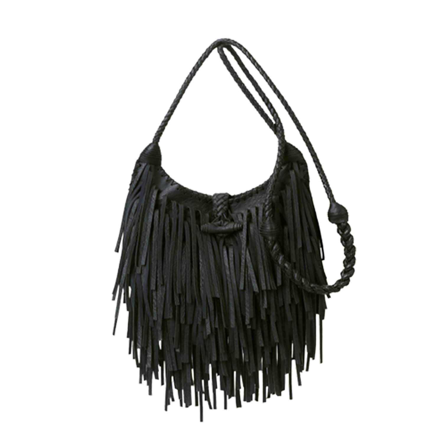 Women Fringe Tassel Crossbody Bag Hippie Boho Leather Shoulder Bag Vintage Western Cowgirl Purse Country Concert Outfits (Black,One Size)