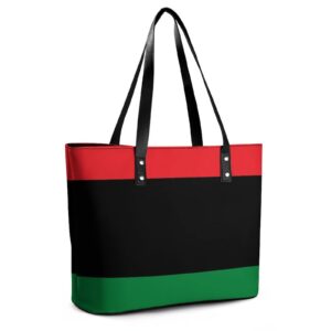 Women's Stylish Black Lives Matter Flag African American Flag Waterproof Tote Bag Casual Travel Shoulder Beach Bags Work Bag PU Leather Tote Handbags with Zipper