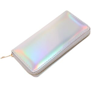 tendycoco sparking cell pouch wallet clutch carteras pu women female coin leather long wallets credit rainbow portfel shining silver zipper holographic slim bag purses iridescent girls for