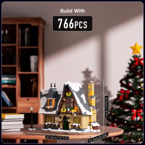 Mould King Christmas Cottage House Alone Building Sets Toy, STEM Project Educational Building Kit Toys, Holiday Presents for Kids 8 9 10 11 12 13 14 Years Old(766 Pieces)