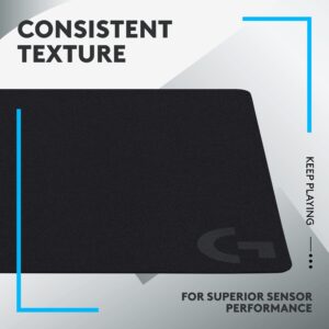 Logitech G240 Cloth Gaming Mouse Pad, Optimized for Gaming Sensors, Moderate Surface Friction, Non-Slip Mouse Mat - Black